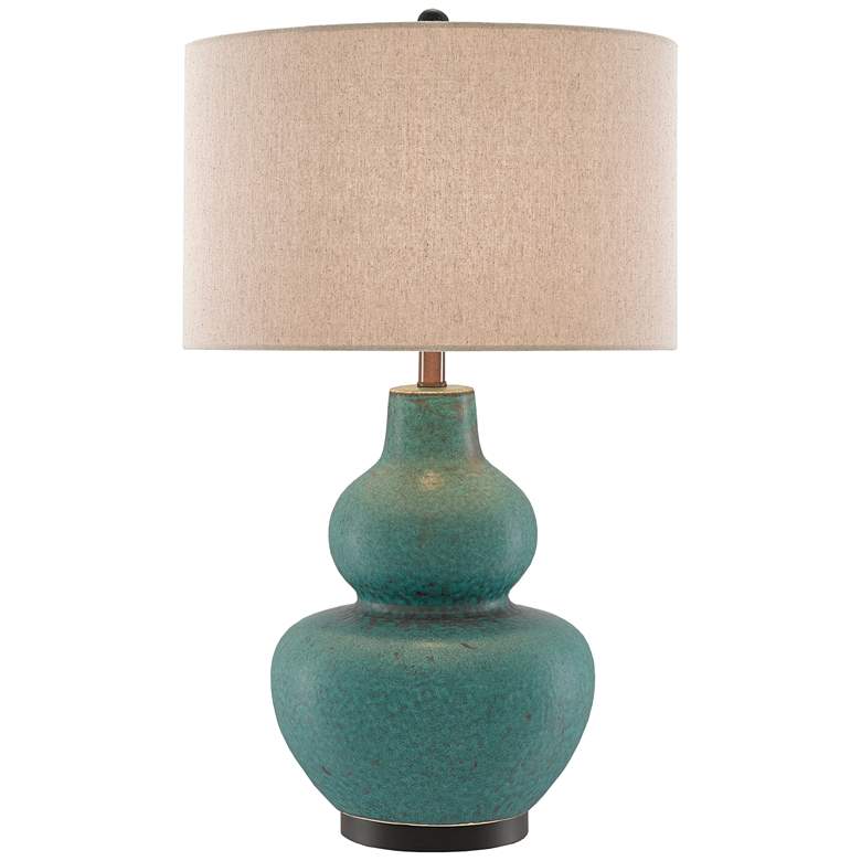 Image 1 Currey and Company Agean Matte Turquoise Ceramic Table Lamp