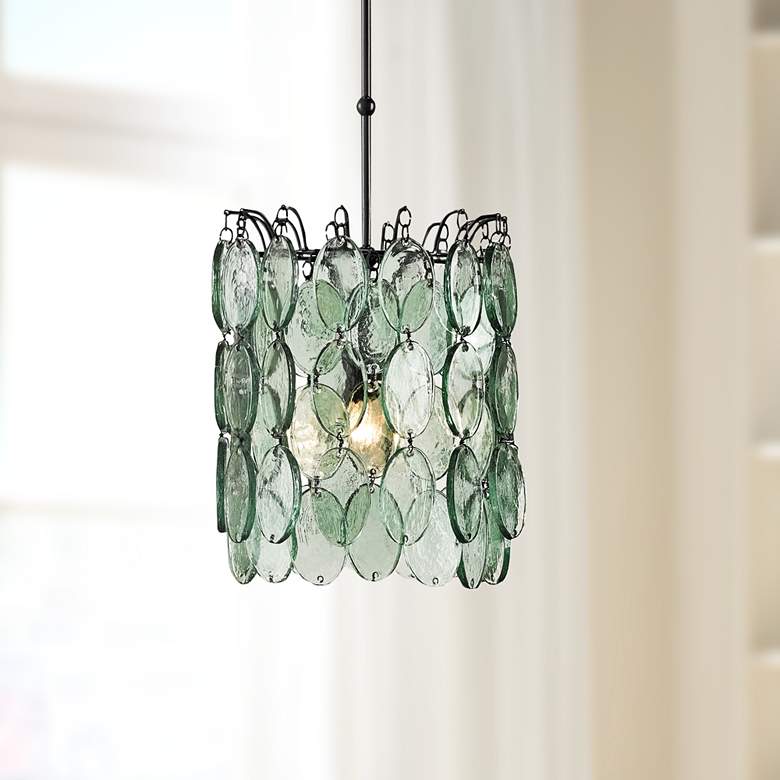 Image 1 Currey & Company Airlie 14"W Recycled Glass Pendant Light