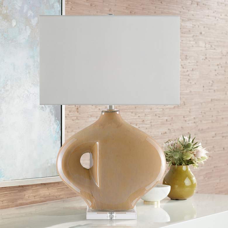 Image 1 Currey and Company Akimbo Peach Ceramic Table Lamp