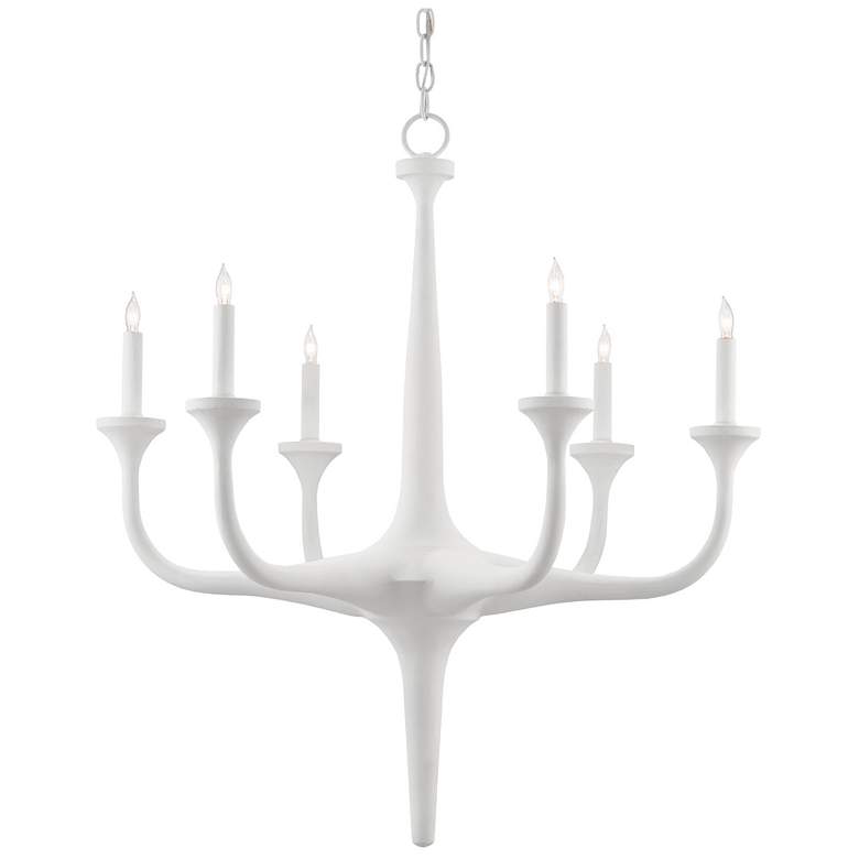 Image 1 Currey & Company Albion 31" White 6-Light Chandelier