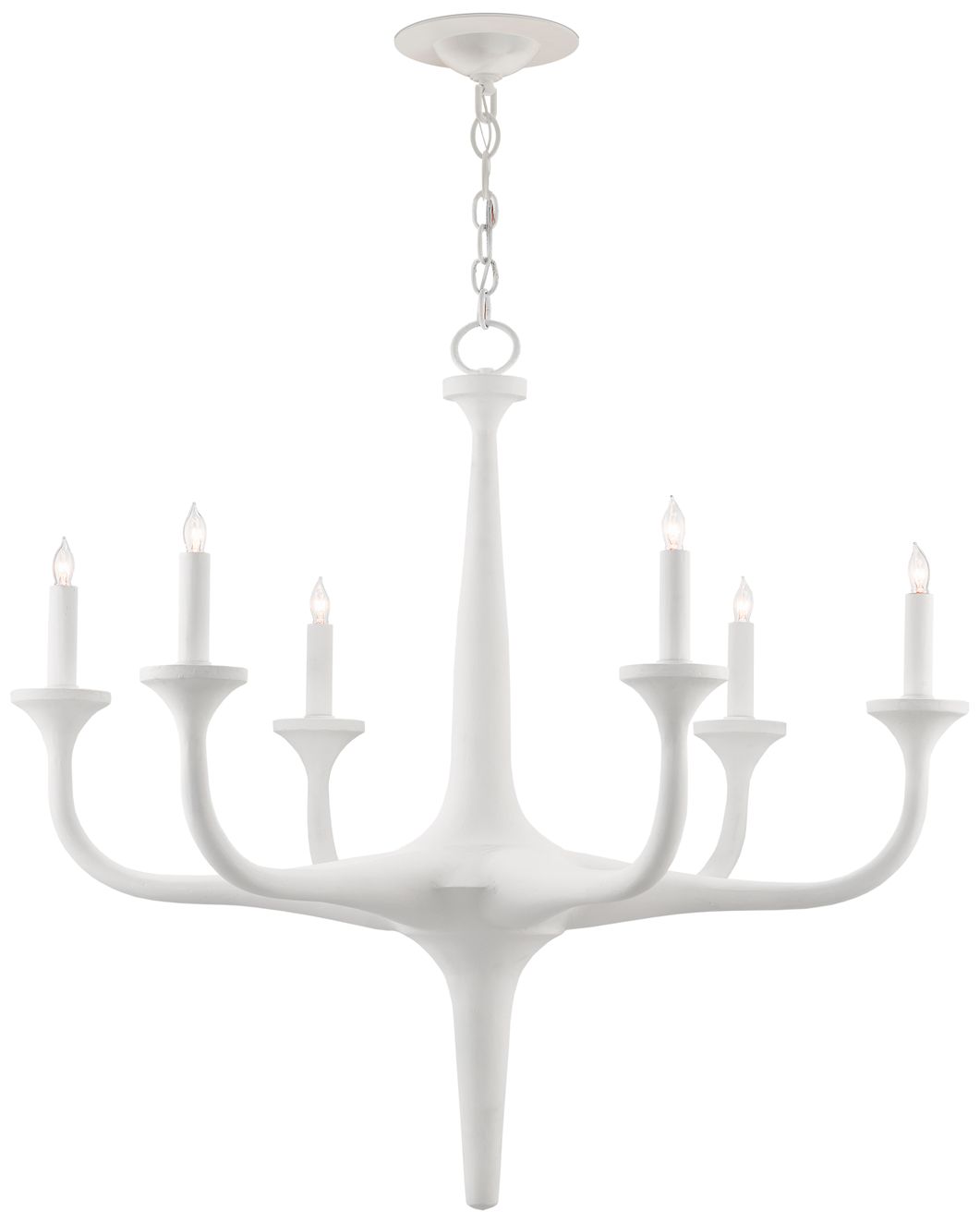 Image 3 Currey & Company Albion 31" White 6-Light Chandelier more views