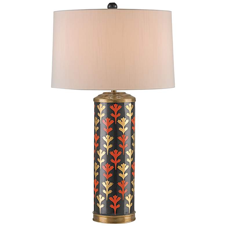 Image 1 Currey and Company Alexis Black Porcelain Floral Table Lamp