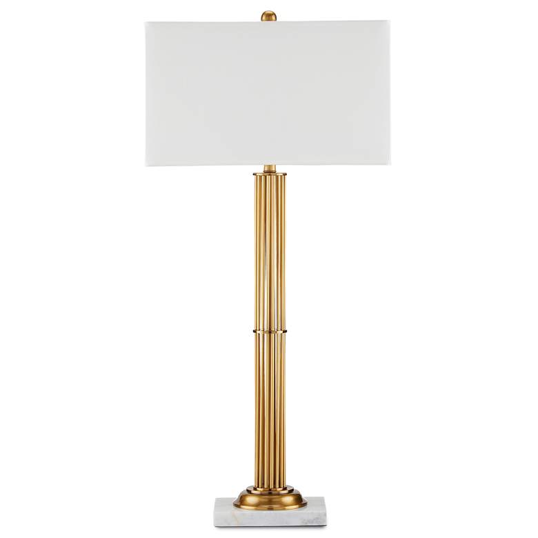 Image 2 Currey & Company Allegory Antique Brass Column Table Lamp more views