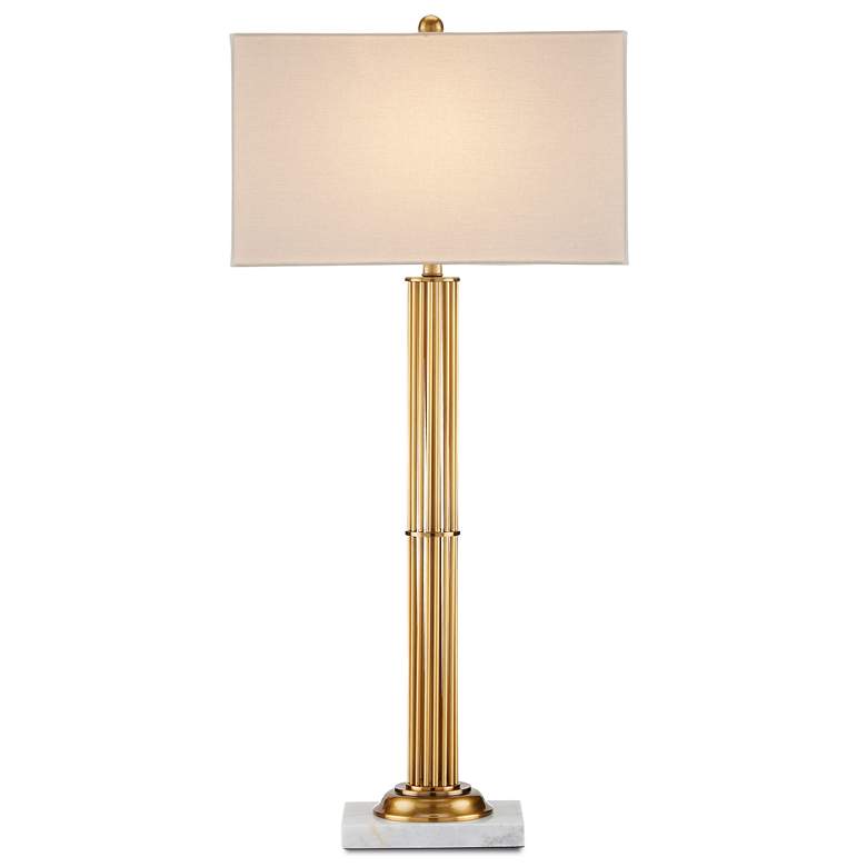 Image 3 Currey & Company Allegory Antique Brass Column Table Lamp more views