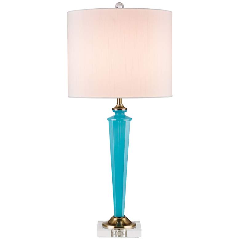 Image 1 Currey and Company Andalucia Light Blue Glass Table Lamp