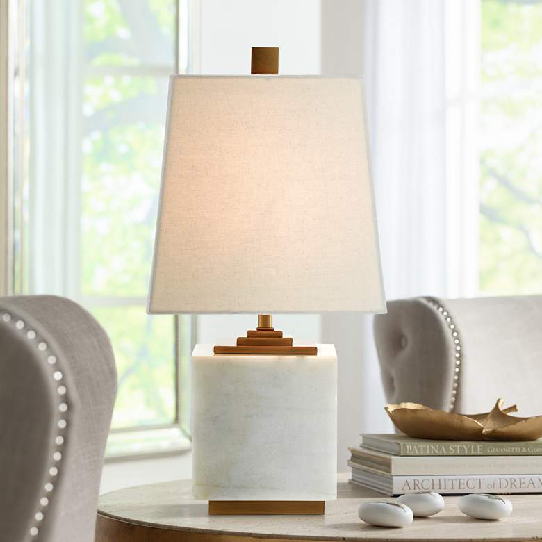 Image 1 Currey & Company Annelore 16 1/2" White Marble Accent Table Lamp