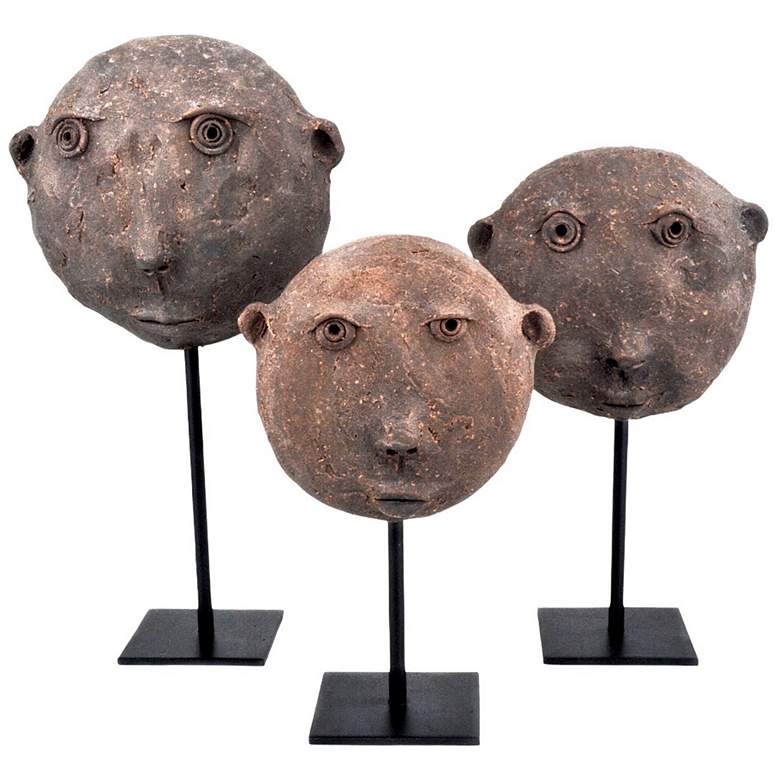 Image 1 Currey &#38; Company Antique Terracotta Masks Set of 3