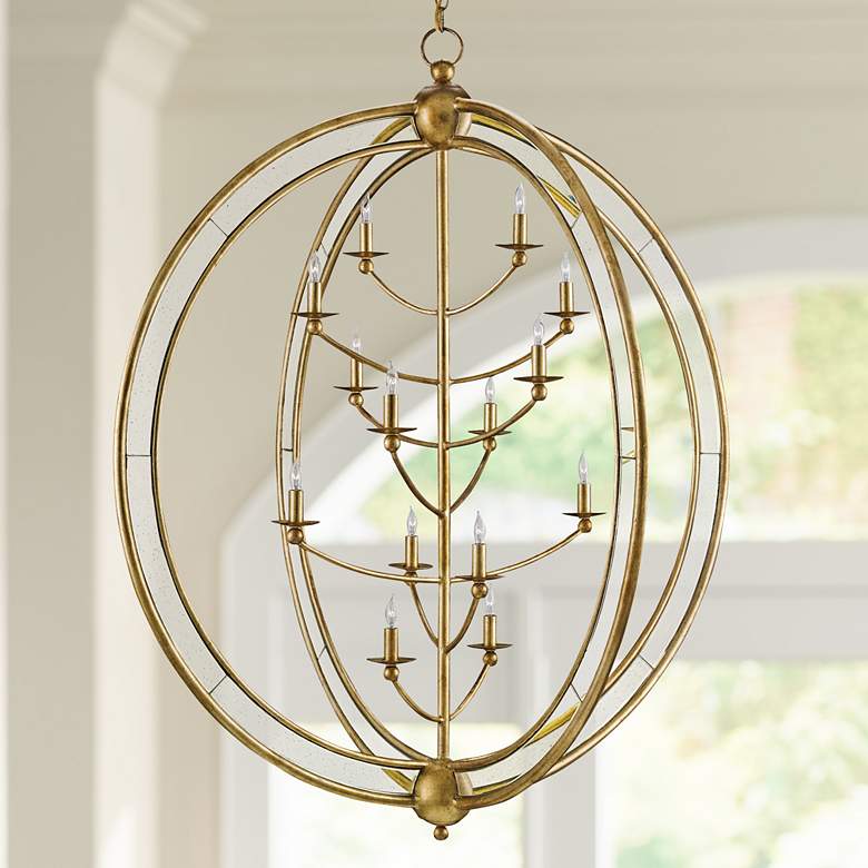 Image 1 Currey & Company Aphrodite 43" 14-Light Gold Orb Chandelier