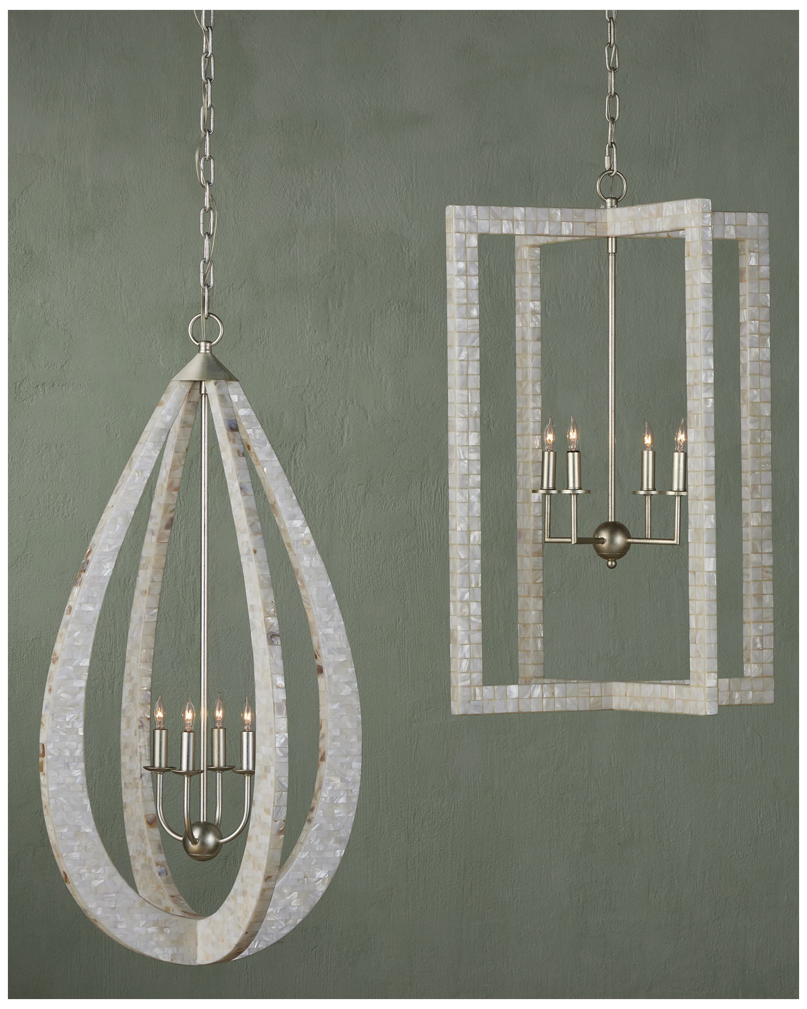 Currey &amp; Company Arietta 22" Wide Contemporary Silver Leaf Chandel