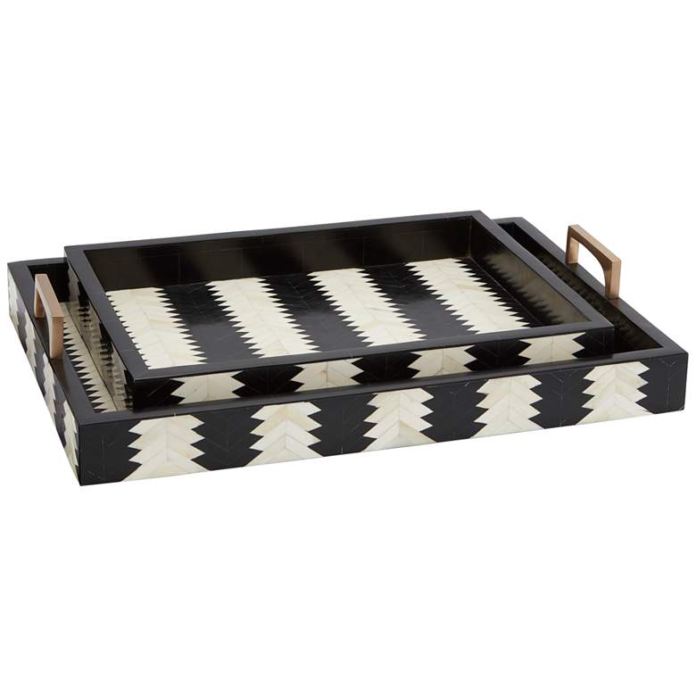 Image 1 Currey and Company Arrow Black and White Trays Set of 2