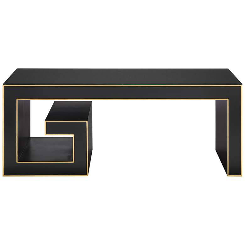 Image 1 Currey and Company Artemis 48 inchW Caviar Black and Gold Cocktail Table