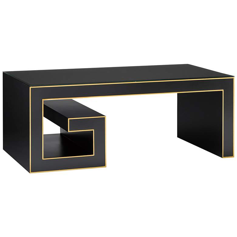 Image 5 Currey and Company Artemis 48 inchW Caviar Black and Gold Cocktail Table more views