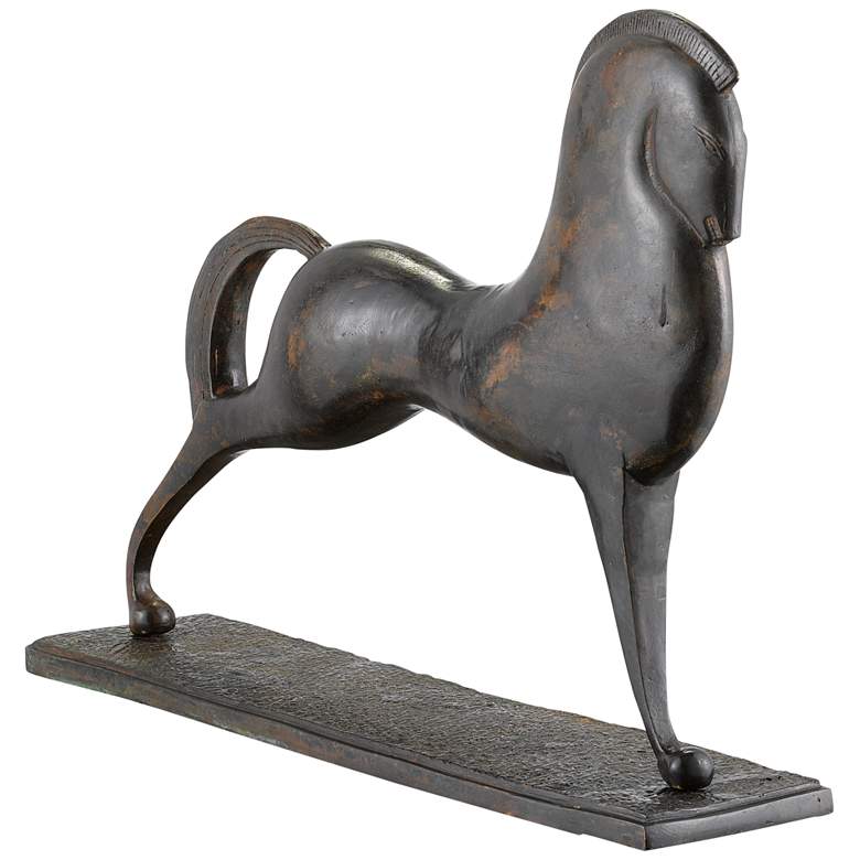 Image 1 Currey & Company Assyrian 19 1/2" Wide Bronze Horse Statue