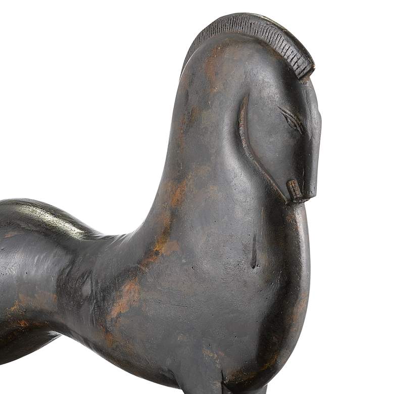 Image 2 Currey & Company Assyrian 19 1/2" Wide Bronze Horse Statue more views