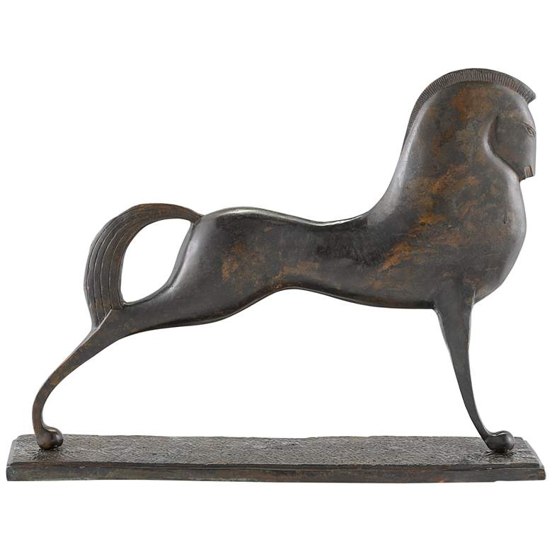 Image 3 Currey & Company Assyrian 19 1/2" Wide Bronze Horse Statue more views