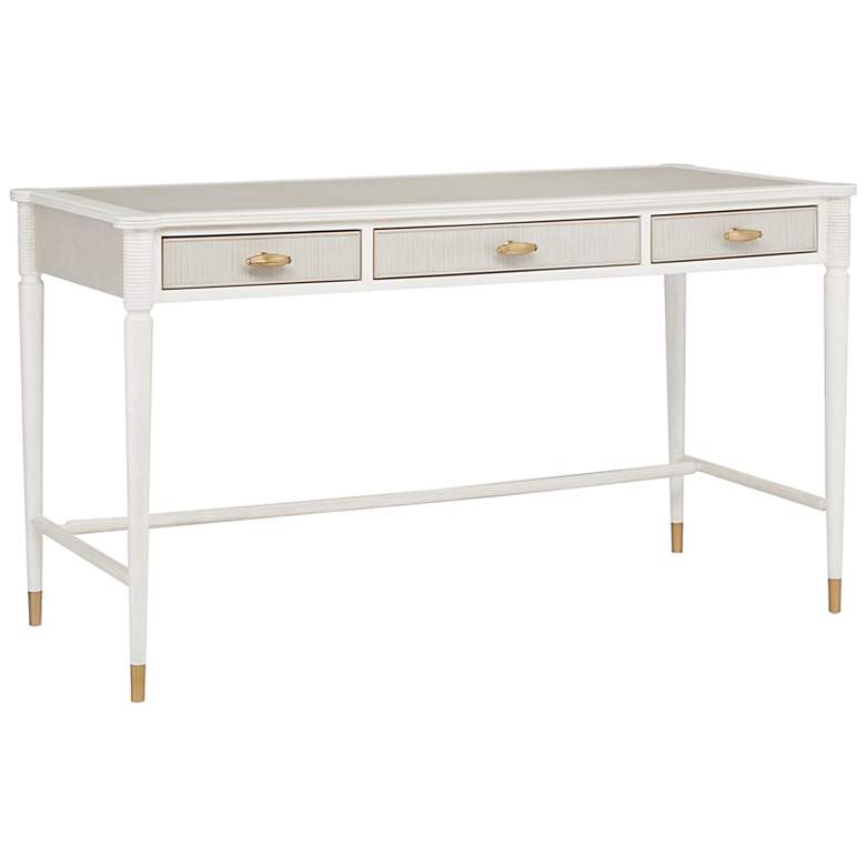 Image 2 Currey and Company Aster 54 inch Wide Off-White 3-Drawer Desk