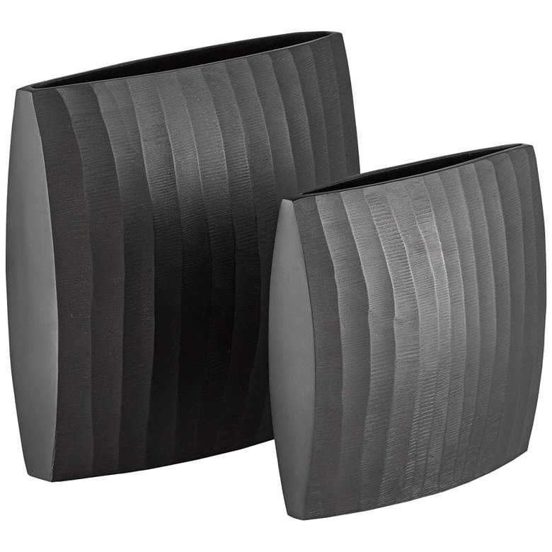 Image 1 Currey and Company Ater Graphite Metal Vases Set of 2