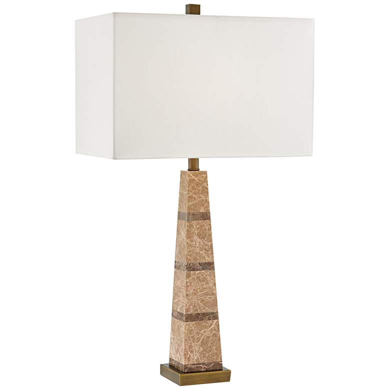 Image 1 Currey and Company Aveline Beige Marble Table Lamp