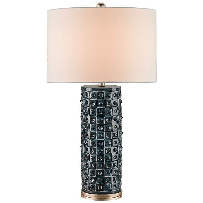 Image 1 Currey and Company Bailey Navy and Silver Leaf Table Lamp