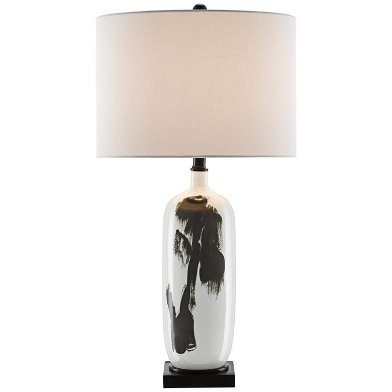 Image 1 Currey and Company Baise White w/ Black Porcelain Table Lamp