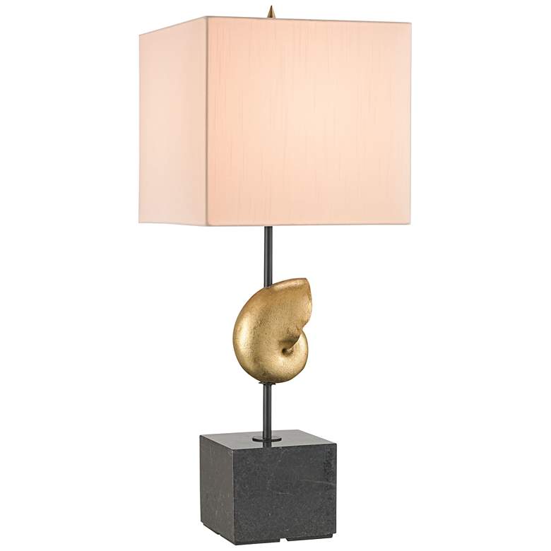 Image 1 Currey and Company Ballet Black and Gold Shell Table Lamp