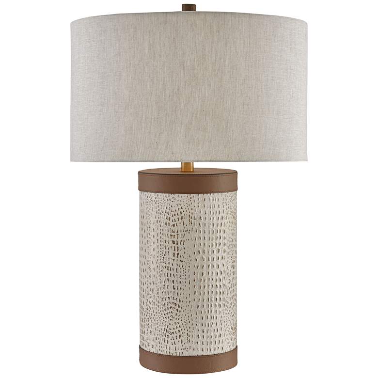 Image 1 Currey & Company Baptiste Ivory Leather Table Lamp