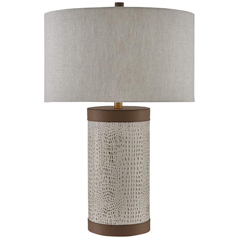 Image 2 Currey & Company Baptiste Ivory Leather Table Lamp more views