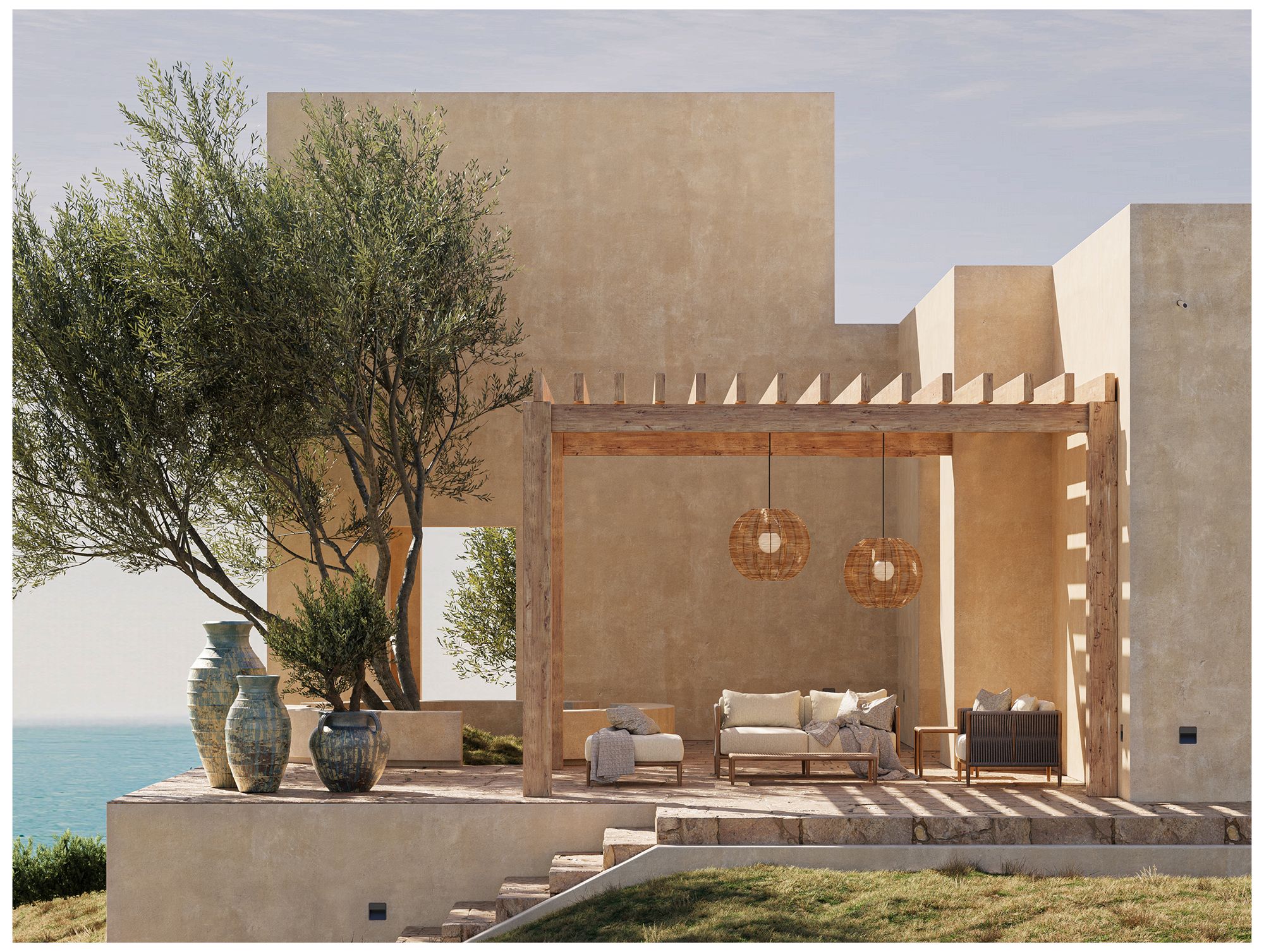 Currey &amp; Company Barbary 33 1/4" Wide Fluted Outdoor Hanging Light