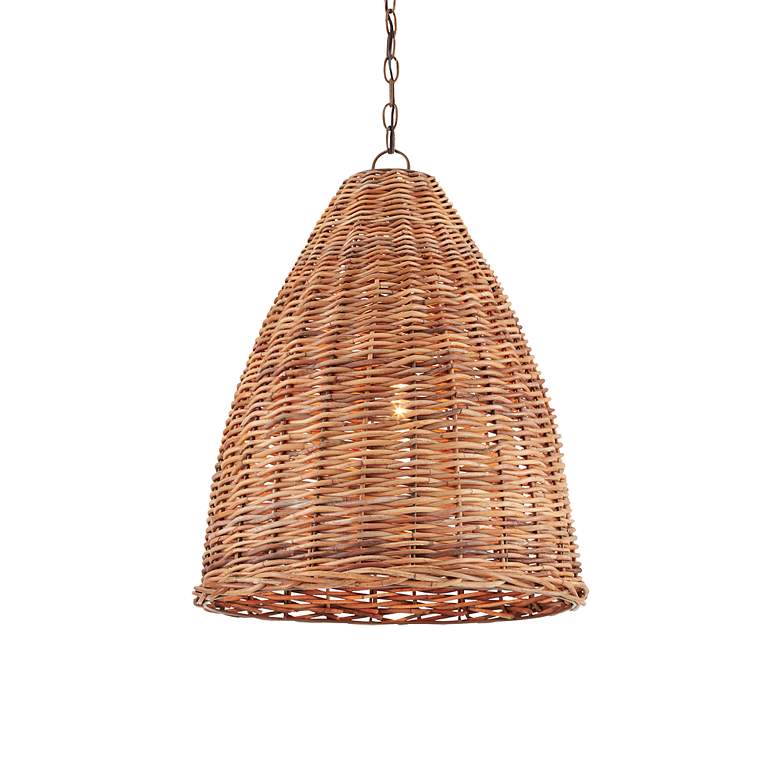Image 3 Currey & Company Basket 21" Natural 1-Light Pendant more views