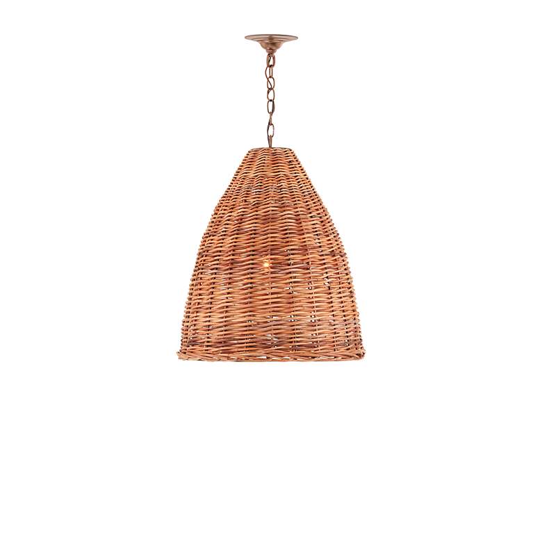 Image 5 Currey & Company Basket 21" Natural 1-Light Pendant more views