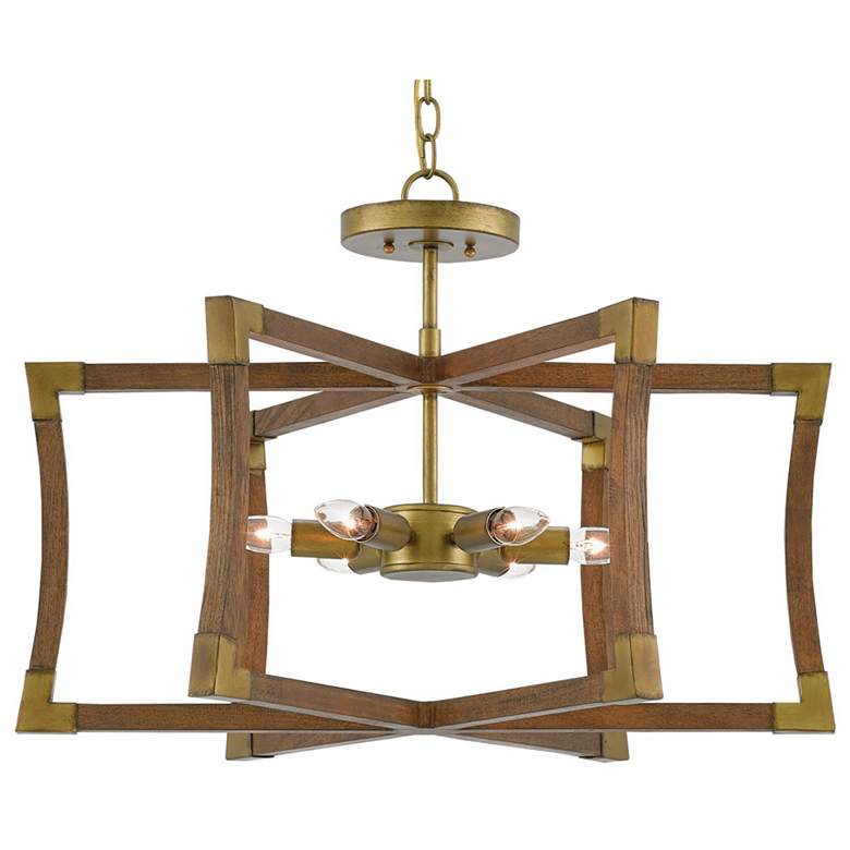 Image 1 Currey & Company Bastian 27" Small Chestnut 6-Light Semi-Flush Mou