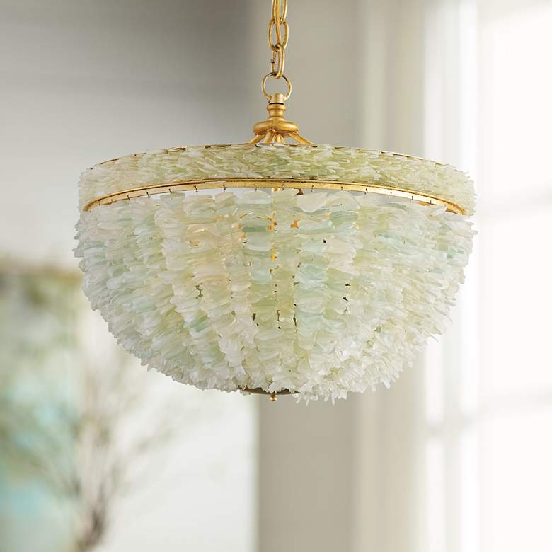 Image 1 Currey & Company Bayou 19" Wide Gold Seaglass Pendant Light