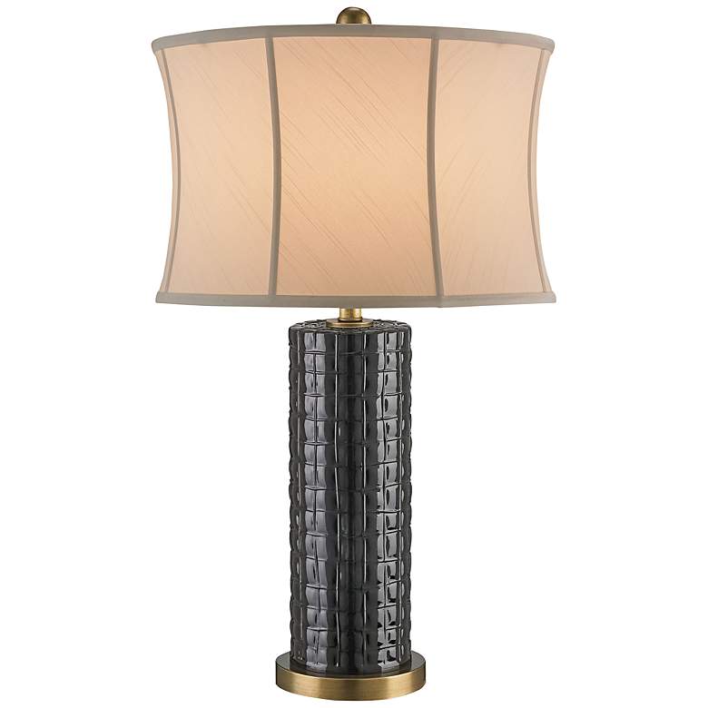 Image 1 Currey and Company Beacon Quilted Black Glass Table Lamp