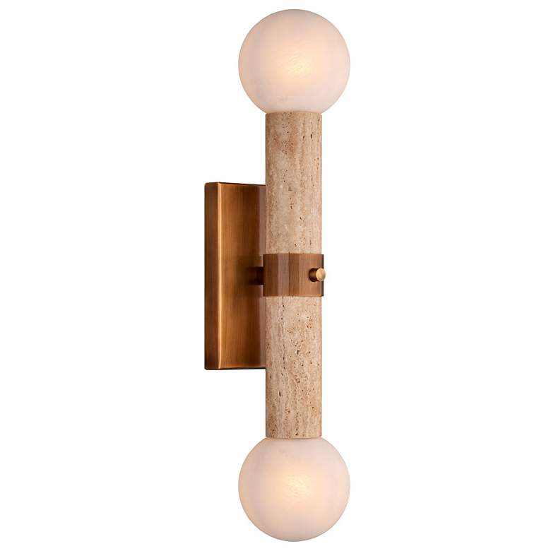 Image 1 Currey & Company Beatrix 2-Light Beige Travertine Bath Wall Sconce