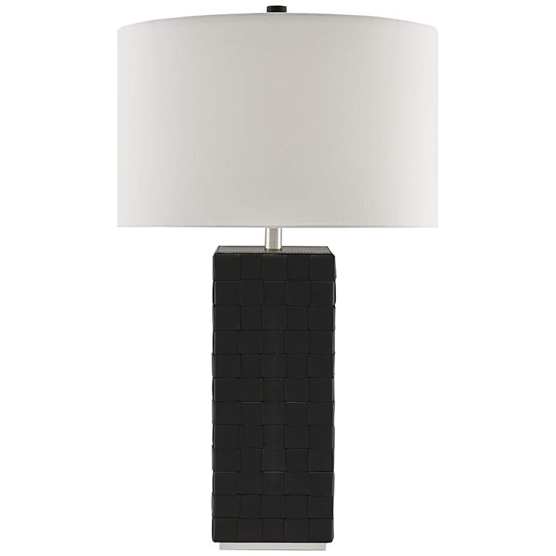 Image 1 Currey and Company Bertrand Black Leather Table Lamp