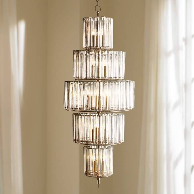 Image 1 Currey & Company Bevilaqua 68" High Silver Chandelier