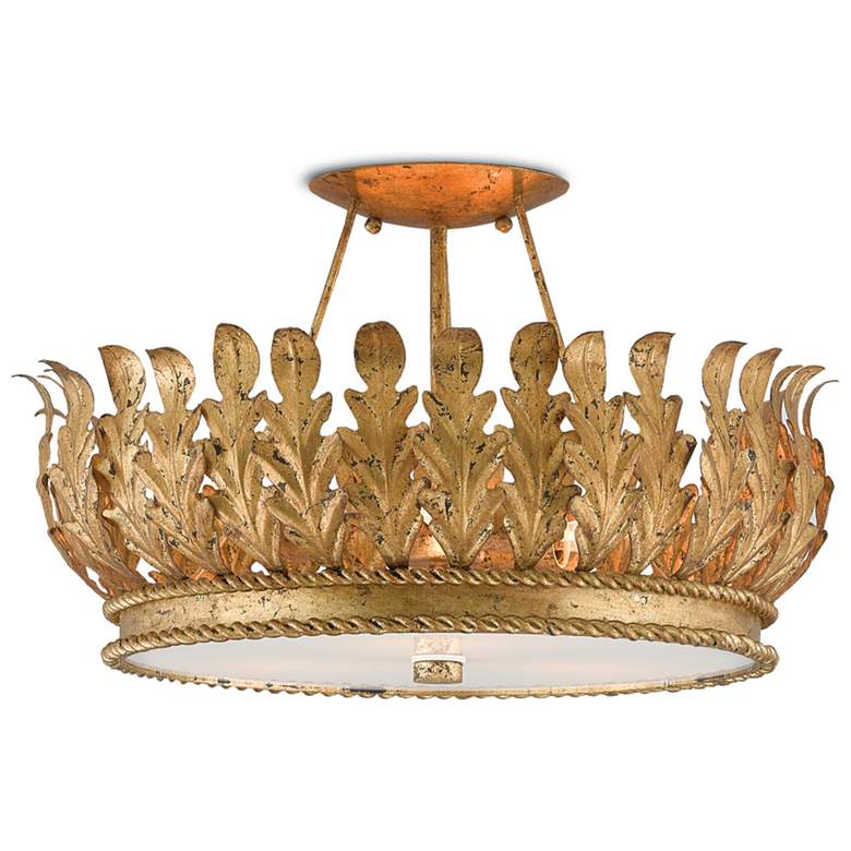 Image 1 Currey and Company Biddulph 18 1/2"W Gold Leaf Ceiling Light