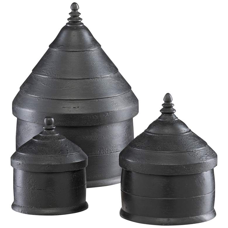 Image 1 Currey and Company Bikaner Black Decorative Boxes Set of 3