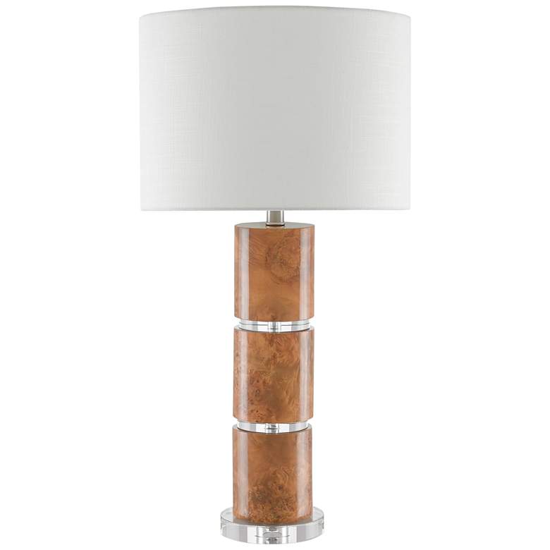 Image 2 Currey & Company Birdseye Maple Veneer Column Table Lamp