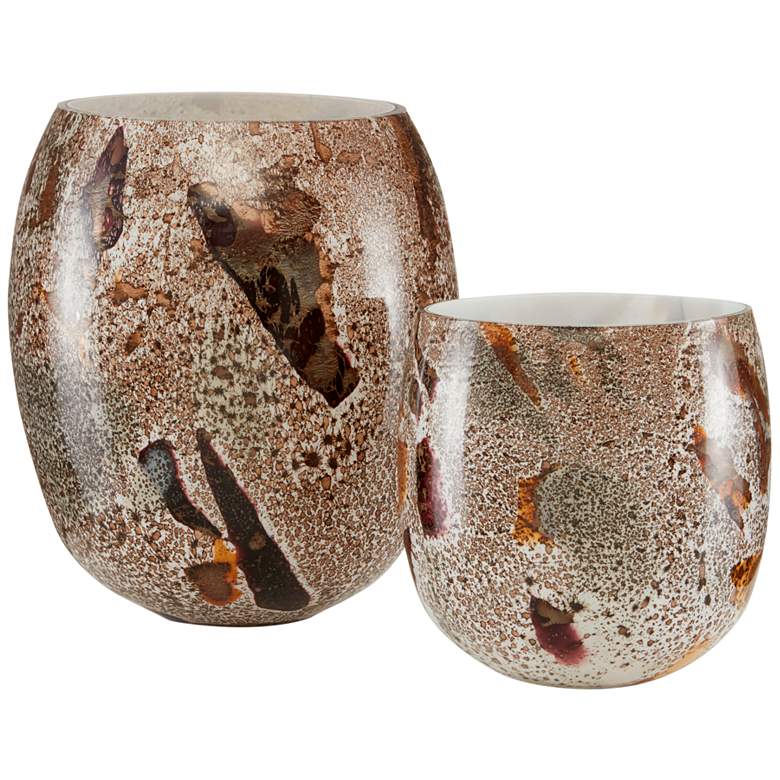 Image 1 Currey and Company Bora Brown Speckle Glass Vases Set of 2