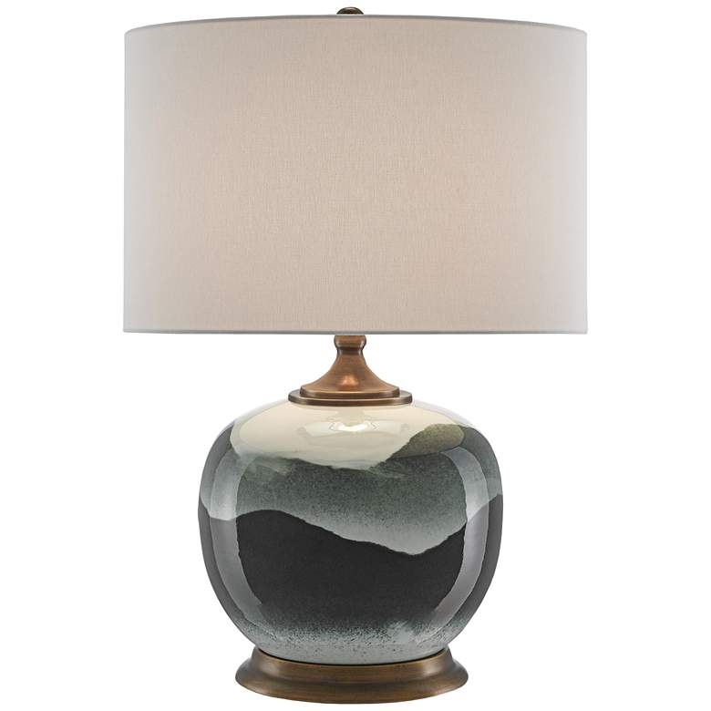 Image 1 Currey & Company Boreal 25" White and Green Porcelain Table Lamp