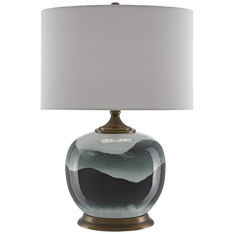 Image 2 Currey & Company Boreal 25" White and Green Porcelain Table Lamp more views