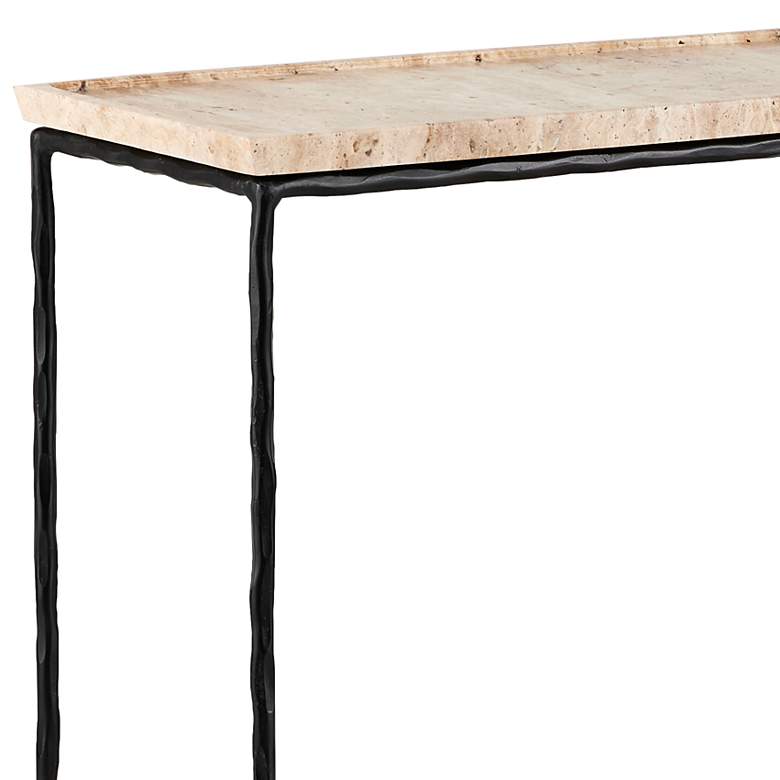 Image 2 Currey & Company Boyles 24"W Travertine and Black Side Table more views