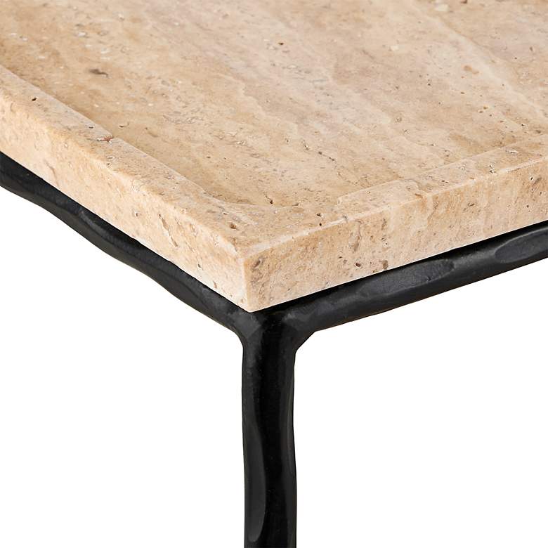 Image 3 Currey & Company Boyles 24"W Travertine and Black Side Table more views