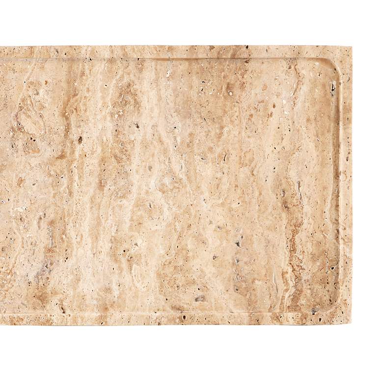 Image 4 Currey & Company Boyles 24"W Travertine and Black Side Table more views