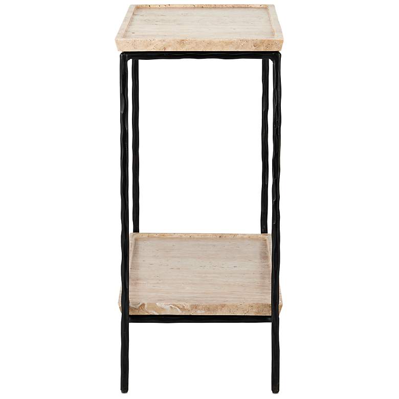 Image 5 Currey & Company Boyles 24"W Travertine and Black Side Table more views