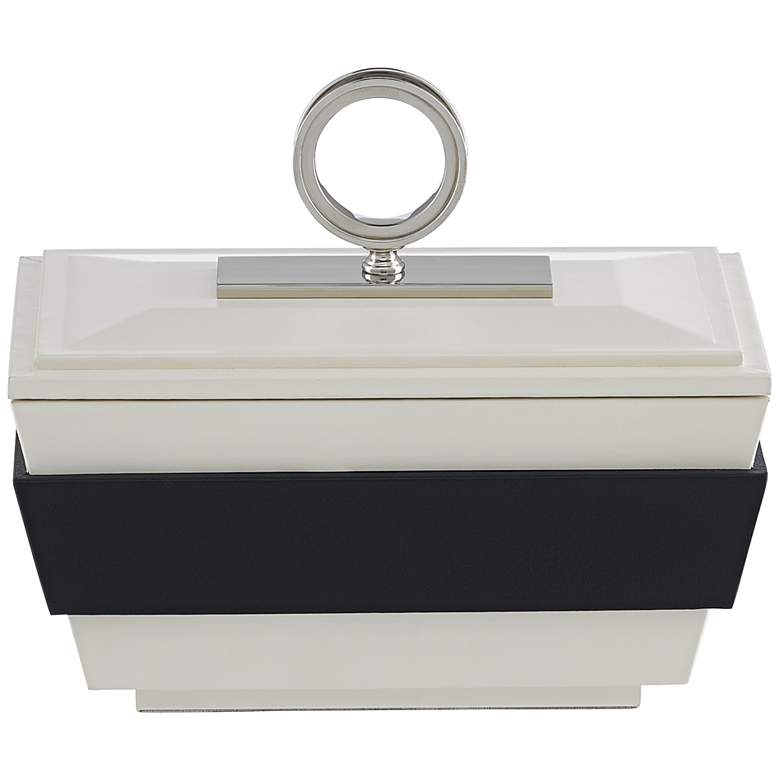Image 1 Currey and Company Brash White and Navy Leather Box