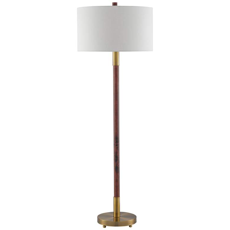 Image 1 Currey & Company Bravo 66 1/4" Mahogany Antique Brass Floor Lamp