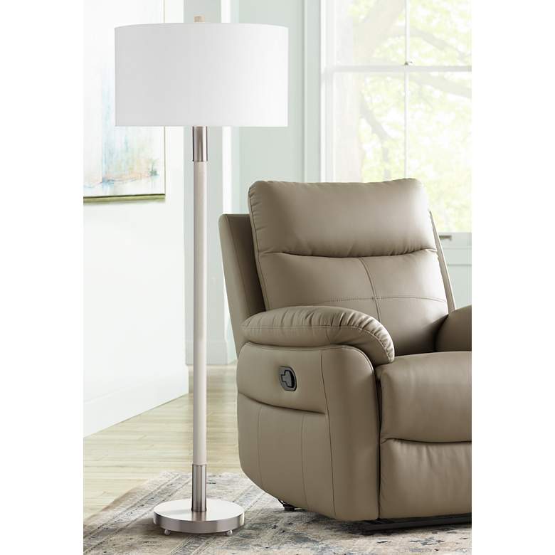 Image 1 Currey & Company Bravo Gray Salt and Pewter Floor Lamp