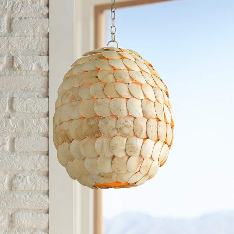 Image 1 Currey & Company Buko 20" Wide Coco Cream Pendant Light